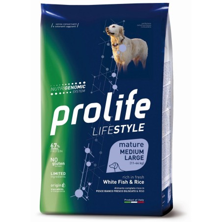 PROLIFE DOG LS MATURE W FISH&RICE M/L KG.12