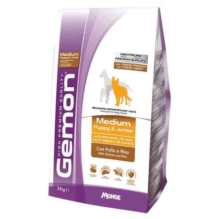 GEMON DOG MEDIUM PUPP/JUN POLLO/RISO KG 15