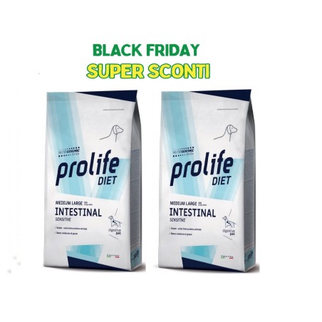 2 pezzi PROLIFE DIET.DOG INTESITNAL SENS M/L KG 8