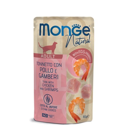 MONGE BS.CAT TONNO/POLLO/GAMBERETTI GR.80