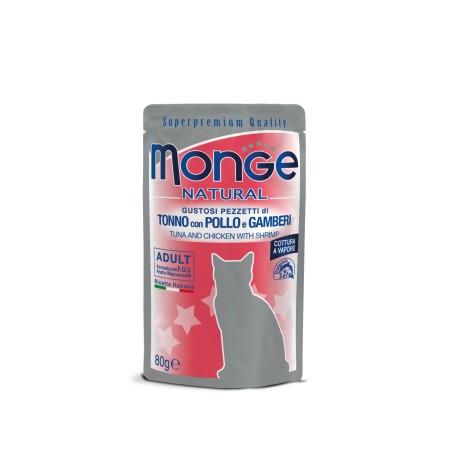 MONGE BS.CAT TONNO/POLLO/GAMBERETTI GR.80